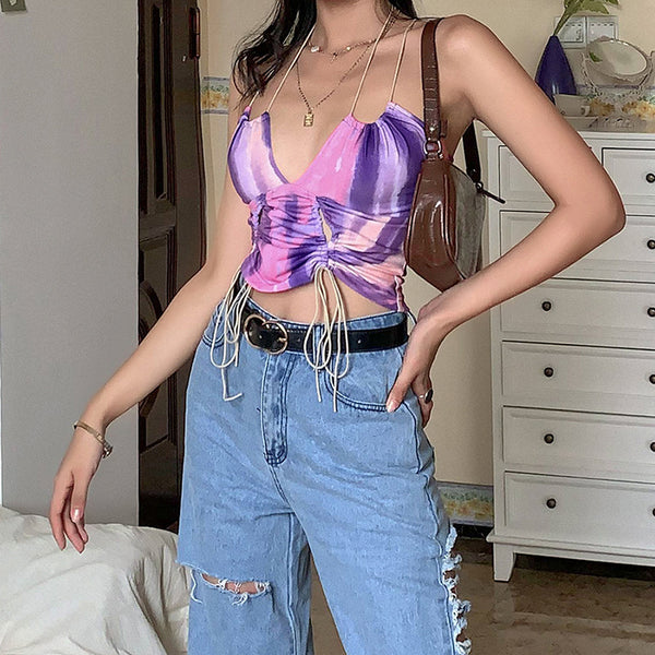 Drawstring sexy crop top